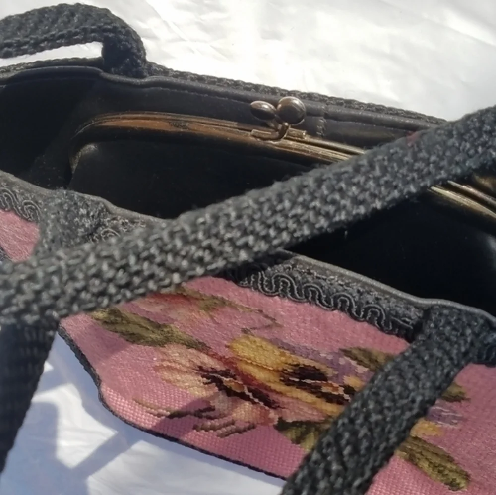 Vintage Floral Needlepoint Purse/Tote Bag